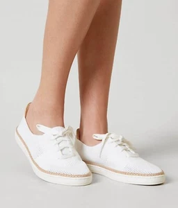 NWOT UGG Pinkett White Lace Up Hyper-Weave Leather Sneakers Women's Size 10 - Picture 1 of 12