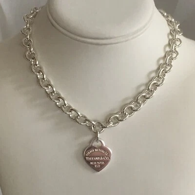 "Collar de 20"" Please Return to Tiffany & Co New York Heart Tag en plata de ley" Foto 1 de 4