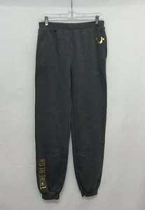 True Religion Boys Fleece Jogger Pants XL Gray Gold Elastic Waist Pockets Logo - Picture 1 of 8