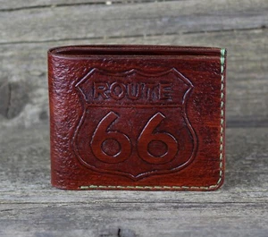 ROUTE 66! Leather wallet with ROUTE 66, men's wallet, credit card wallet. - Picture 1 of 9