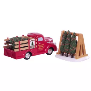 Lemax 2020 Tree Delivery Vail Village #93423 Classic Red Truck Wood Rails Rack - Picture 1 of 4