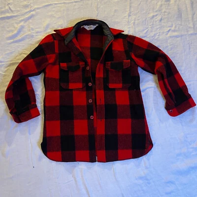 WOOLRICH - 复古衬衫纽扣红色格子 - WPL 6635 羊毛/尼龙 - 中号 — 第 1/4 张图片