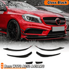 For Benz W176 A250 A45 AMG Gloss Black Front Bumper Fins Canards Lip Splitters 