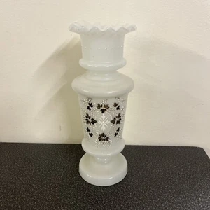 "Antiguo jarrón de vidrio soplado Bristol de 1880 victoriano floral pintado a mano 9""" - Imagen 1 de 12
