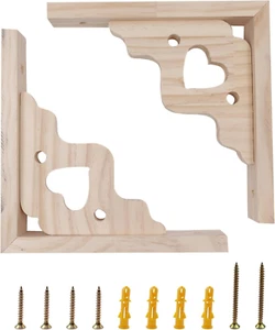 2PCS Wooden Shelf Brackets,8" Wall Mount Natural Wood Bracket,Solid Bracket Shel - Picture 1 of 5