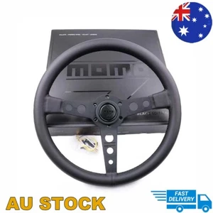 Genuine Leather Sport Steering Wheel MOMO Prototipo P5 Black Edition 350mm 14' - Picture 1 of 10