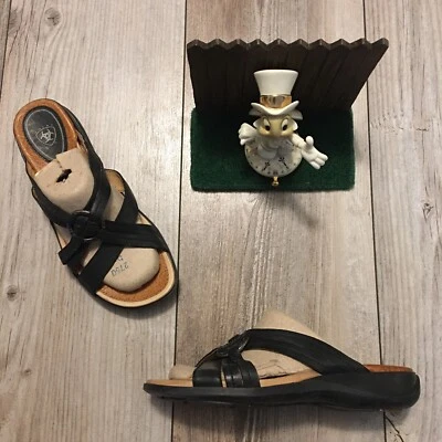 Ariat Haven Sandals Slides Open Toe Black Leather Womens 7 / 37.5 M Minimal Wear Foto 1 de 4