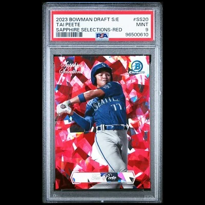 2023 Bowman Draft Sapphire Selections TAI PEETE SSP Red Refractor RC /5 PSA 9 - Image 1 of 3