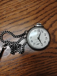VINTAGE WEST CLOX SCOTTY MEN'S POCKET WATCH SILVER COLORED MADE IN U.S.A. - Picture 1 of 5