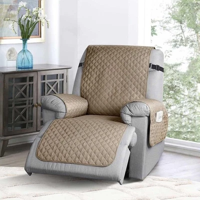 Funda de sofá reversible acolchada de tela de algodón reclinable individual para mascotas F... Foto 1 de 4