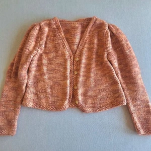 💙 Handmade Wool Cardigan Size M/L Puffed Shoulder Cottage Fall Hippie Boho Warm - Picture 1 of 8