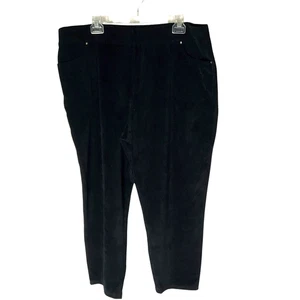 Quacker Factory Knit Corduroy Leggings A623766 Pockets Black Short Size XL NEW - Picture 1 of 8