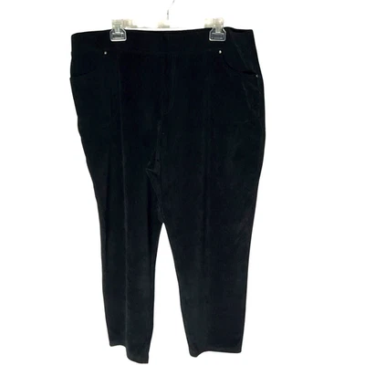 Quacker Factory Knit Corduroy Leggings A623766 Pockets Black Short Size XL NEW - Image 1 of 4