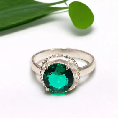 Натуральный изумруд серебро DailyWear этнический ободок уникальный обещание кольцо США 10 - Изображение 1 из 4