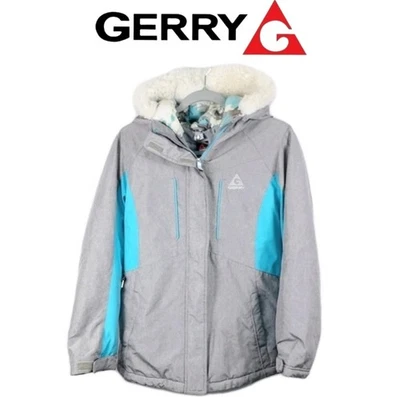 Chaqueta de invierno Gerry gris/aqua imitación piel recortada capucha cremallera niñas talla L (14/16) Foto 1 de 4