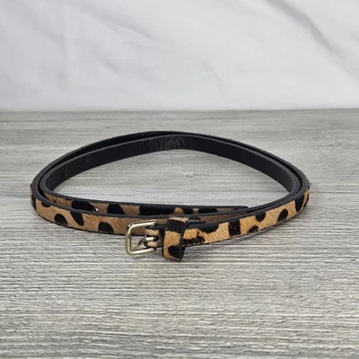 J Crew Leopard Calf Hair Leather Super Skinny Womens Belt, Size S - Image 1 of 4