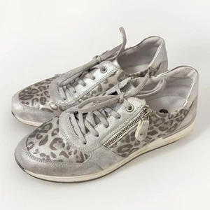 Remonte Runners Trainers Sz 39 Metallic Silver Suede Soft Leather Animal Print - Picture 1 of 15