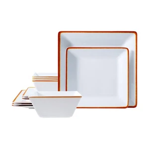 12-Piece Dinnerware Set, Melamine Dishes Set with Bowls and Plates, Non-break... - Picture 1 of 8