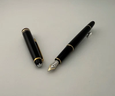 Auténtico Montblanc Meisterstuck Classique No. Pluma Estilográfica 144 Negra 14K Plumín Foto 1 de 4
