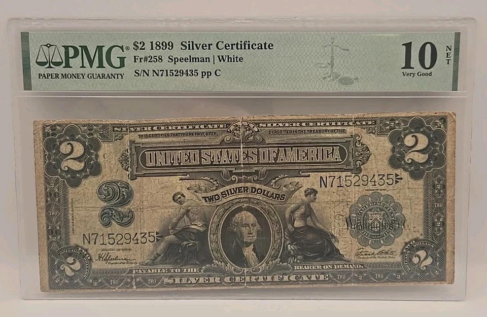1899 $2 Large Size Silver Certificate PMG 10 - Image 1 of 4
