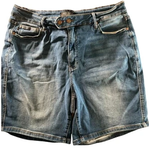 Judy pantaloncino blu donna 3XL blu denim vita alta doppio bottone taglie forti casual - Foto 1 di 6