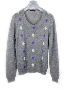 PRADA F/W 2016 grau Micro Argyle Alpaka Rundhals Pullover Pulli IT48/US38 neu mit Etikett - Bild 1 von 8