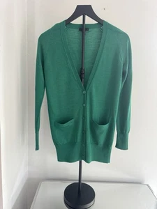 Cárdigan Suéter J.Crew 100% Lana Merino Cuello en V Verde Esmeralda Botones XS - Imagen 1 de 7