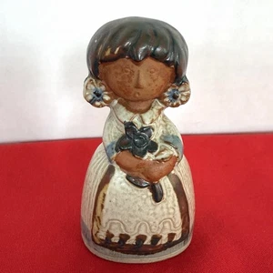 VTG San Francisco Ceramic Girl Figure Counterpoint Bell 4" Japan Holding Flower - Picture 1 of 8