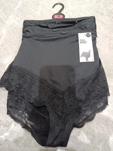 M&S Collection 3pk Lace Trim Full Briefs Knickers Size 18 BLACK - Picture 1 of 7