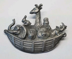 Vintage JJ Jonette Spoontiques Arche Noah Zinn Brosche - Bild 1 von 4