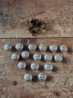 Cinturón de plata esterlina superpuesto círculos grabados conchos vestido silla de montar 16 en total Foto 1 de 4