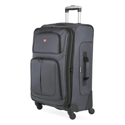SwissGear Sion Softside Expandable Luggage, Dark Grey, Checked-Medium 25-Inch - Image 1 of 4