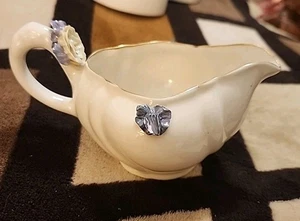 Royal Crest China Bone China Creamer w/Applied Flower & Green Leaves Gold Trim K - Picture 1 of 12