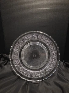 Vintage Pressed Clear Crystal Glass Serving Plate - Picture 1 of 6