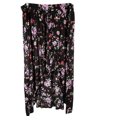 Maxi Falda Pantalones Cortos Torrid Talla 4 Estampado Floral Negro Púrpura Rojo Mujer Boho Rayón Foto 1 de 4