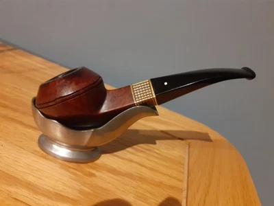 Pipa de fumar, Dunhill, banda torneada motor 18k, dorada, nueva potencia Dunhill, Londres Foto 1 de 4