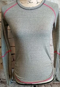 Lucy Lucytech Size XS Gray Pink Shirred Ruched Thumb Hole Running Athletic Top - Picture 1 of 10