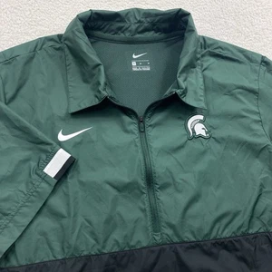 Nike Giacca a Vento Michigan State Spartans Uomo Verde Medio Pullover Manica Corta - Foto 1 di 14