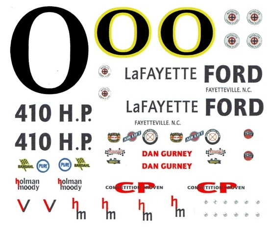 #0 Calcomanías de coche ranura Dan Gurney 1963 Galaxie Lafayette Ford escala 1/64 HO Foto 1 de 1