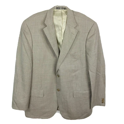 Corneliani Blazer Jacket 46R Beige Brown Houndstooth Plaid  Sport Coat Wool Silk - Image 1 of 4