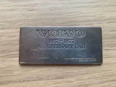 Volvo 240 1977 plata esterlina suecia 50 aniversario placa tablero coche 1927-1977 Foto 1 de 4