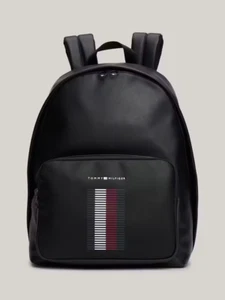 Tommy Hilfiger Pique Pocket Dome Backpack Bag Black NEW RRP$249 - Picture 1 of 4