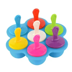 Mini popsicle mold 7 holes/sticks, silicone, for ice, fruit ice, easy pushing - Picture 1 of 6