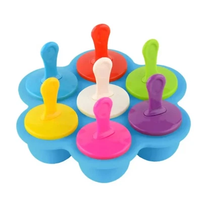 Mini popsicle mold 7 holes/sticks, silicone, for ice, fruit ice, easy pushing - Image 1 of 4