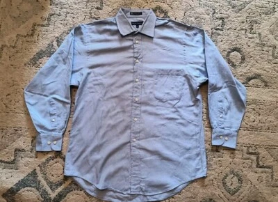 Grant Thomas 蓝色礼服条纹纽扣长袖衬衫 - 男式 16(32/33) — 第 1/4 张图片