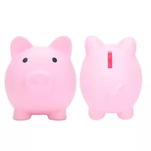(Pink)Piggy Bank Rugged Vinyl Cartoon Animal Pig Cash Piggy Bank AC - Picture 1 of 22