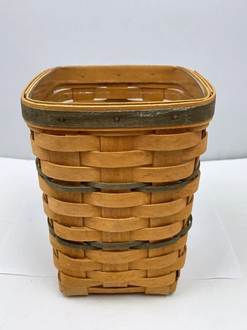 Longaberger 1996 Medium Spoon Basket Green Weave Cover