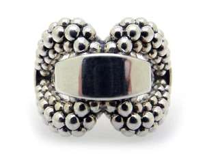 Lagos Sterling Silver Caviar Derby Beaded Buckle Band Ring Size 7 - Picture 1 of 12