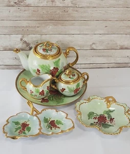 Vintage Porzellan Teeservice & Süßigkeiten Nuss Schale Holiday China signiert vom Künstler Ruby D Jay - Bild 1 von 23