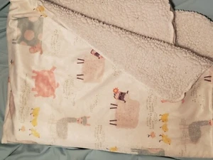 Baby Blanket White pastel Farm sherpa flower girls missing tag  - Picture 1 of 2